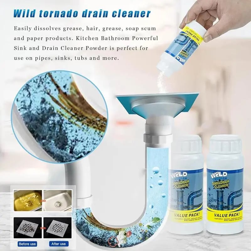 ⏰Buy 1 Get 1 Free Today Only!🔥🚰 WRLD Tornado Drain Cleaner | Dissolves 200+ Clogs & Kills 99% Bacteria 🔥