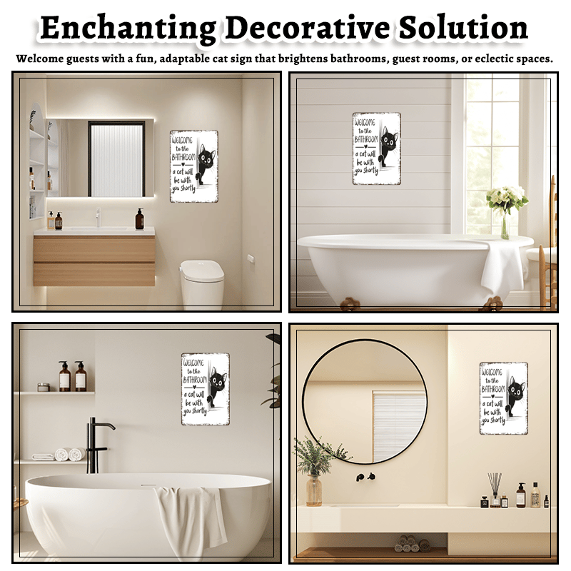 🔥Hot Sale 49% off🌟-🐱Funny Metal Tin Welcome Cat Sign For Bathroom