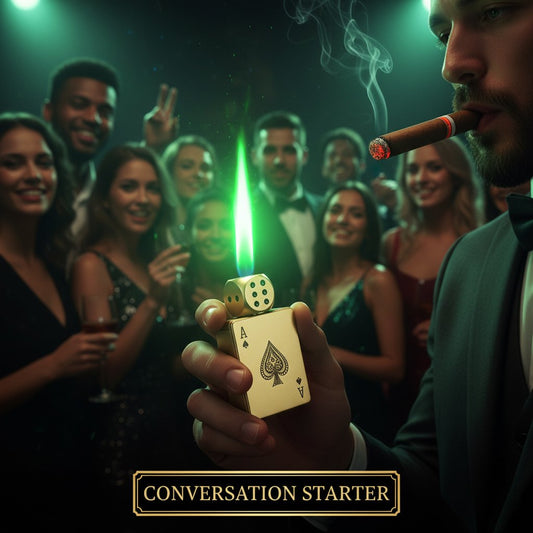 🎲Windproof Poker Dice Rotating Cigar Lighter, Butane Refill (Not Included)