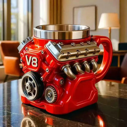 🔥Handcrafted 3D Coffee Cup-V6/V8 3D Engine Stainless Steel Mug✨