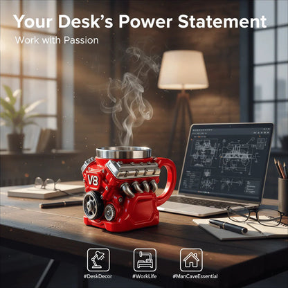 🔥Handcrafted 3D Coffee Cup-V6/V8 3D Engine Stainless Steel Mug✨