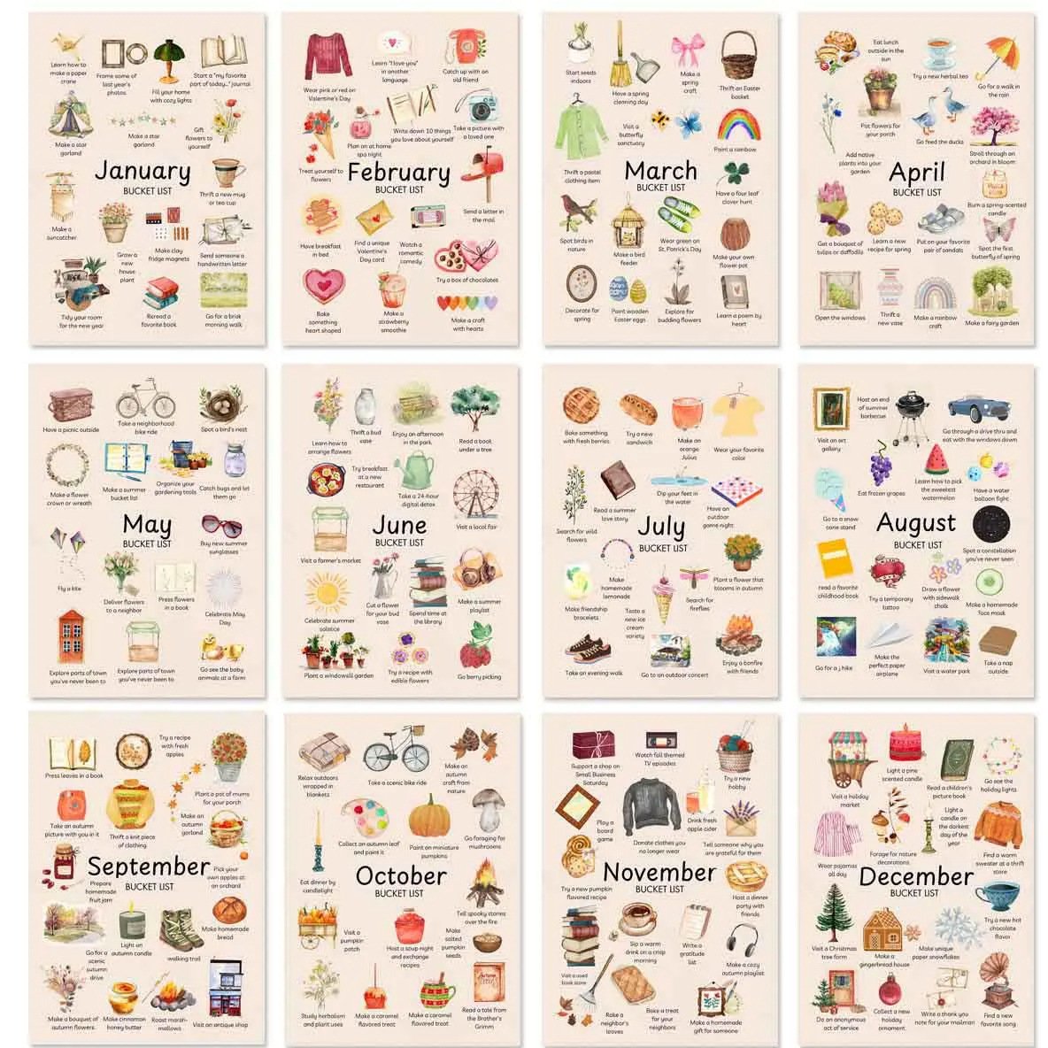 📅2026 Bucket List Spiral Calendar: Slow Down & Savor the Seasons