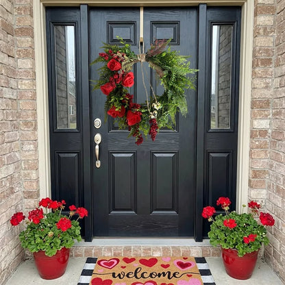 ❤️ Valentine’s Day Farmhouse Valentine Heart Wreath: Gold Bells, Red Roses & Berries🎉