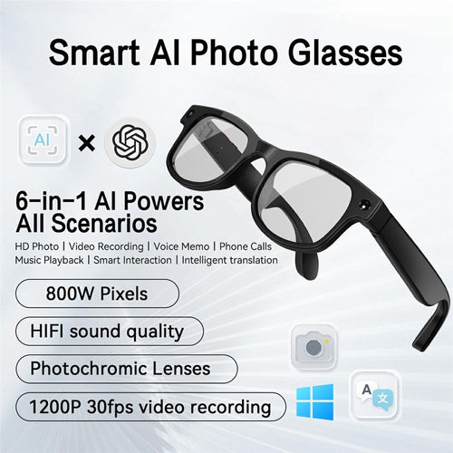 👓Smart AI Translation Camera Bluetooth Glasses—8 MP Pixels, 160+ Languages, Real-Time Translation
