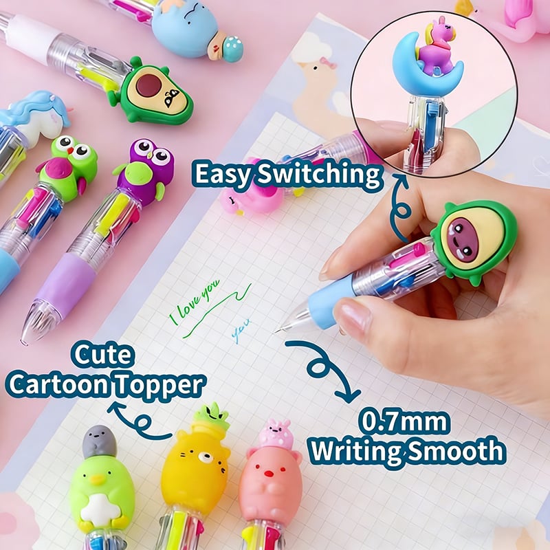 💖20Pcs Mini Multicolor Pens in One 4-in-1 Cute Pens Bulk for Kids