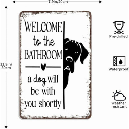 🔥Hot Sale 49% off🌟-🐱Funny Metal Tin Welcome Cat Sign For Bathroom