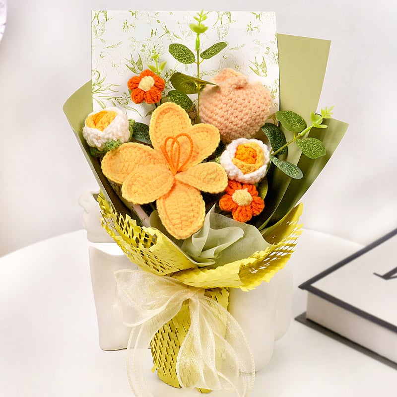 🔥49% OFF🌸 Handmade Crochet Flower Bouquet – Timeless Beauty That Never Fades! 🌷