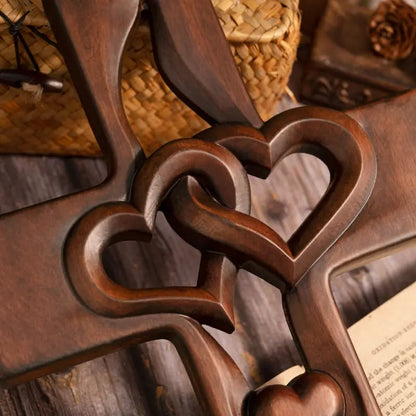🔥Last Day Special Sale 60% OFF-❤️Intertwined Hearts Wooden Cross