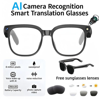 👓Smart AI Translation Camera Bluetooth Glasses—8 MP Pixels, 160+ Languages, Real-Time Translation