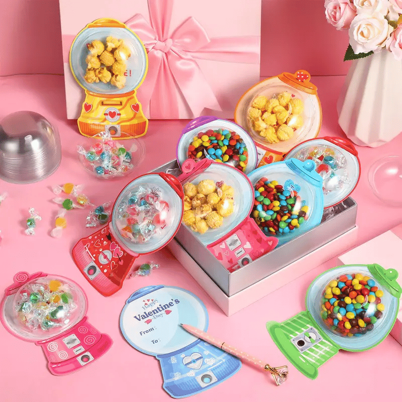 Candy Cards Gift Set | 36/18 Pcs with Plastic Domes, DIY Treat Holders for Classroom Exchange, Kids & Couples 💝🎁🍬