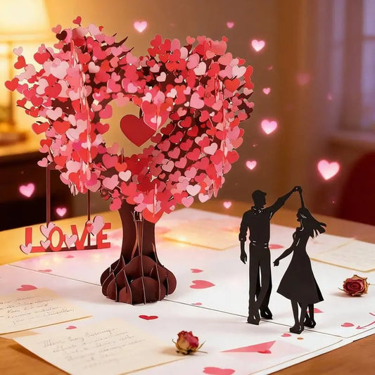 🔥3D Pop-Up Anniversary Card - Romantic Love Tree & Hearts Design💌
