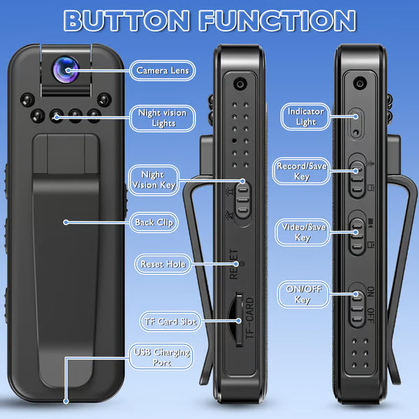 🏆Flash Sale⚡ 50K+ SOLD! Almost Gone-🔥HD 1080P Rechargeable Mini Body Camera With Night Vison&Rotating Lens📷️