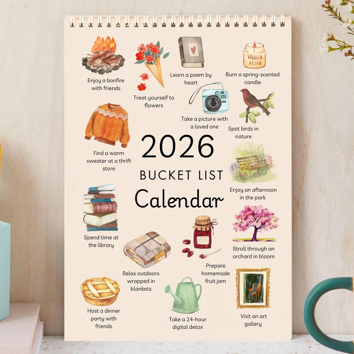 📅2026 Bucket List Spiral Calendar: Slow Down & Savor the Seasons