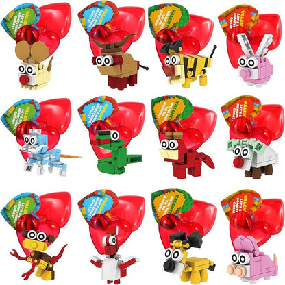 ✨LAST DAY ONLY 49% OFF🔥Animal Building Blocks Valentines Heart Boxes Filled for Kids Valentines Cards