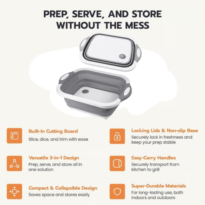 🔥🌡️Last Day Promotion 50% Off🍗🥗BBQ & Meal Prep Tub | Collapsible Prep Tub🍖🏕️