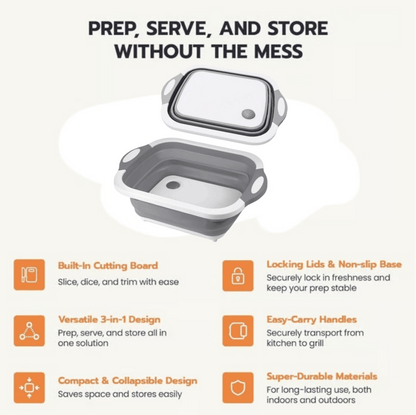 🔥🌡️Last Day Promotion 50% Off🍗🥗BBQ & Meal Prep Tub | Collapsible Prep Tub🍖🏕️