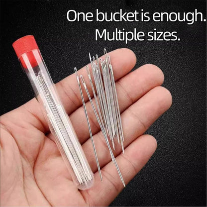 🔥LAST DAY SALE 49% OFF - 🧵34PCS Big Eye Steel Needles Set ✨Long & Thin Handmade Quilting & Sewing Needles Kit for DIY Sewing Projects