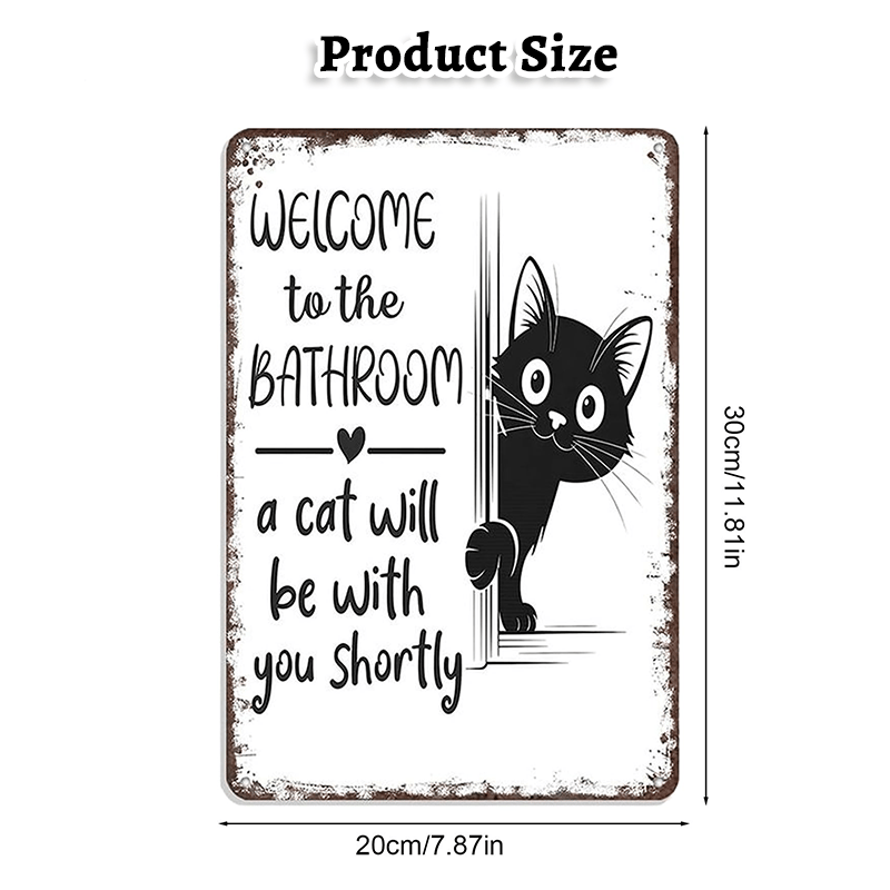 🔥Hot Sale 49% off🌟-🐱Funny Metal Tin Welcome Cat Sign For Bathroom
