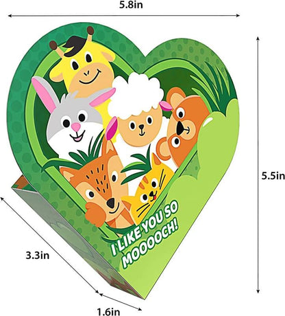 ✨LAST DAY ONLY 49% OFF🔥Animal Building Blocks Valentines Heart Boxes Filled for Kids Valentines Cards
