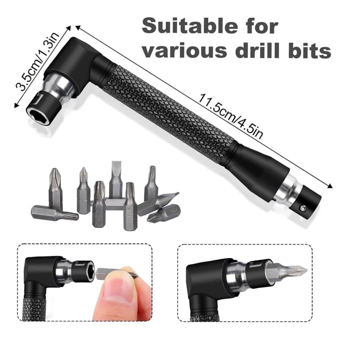 🔥LAST DAY 60% OFF - 🛠️6Pcs Right Angle Drill Attachment Set with 105° Angle Drill Adapter and Impact Grade Socket Adapter