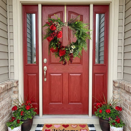 ❤️ Valentine’s Day Farmhouse Valentine Heart Wreath: Gold Bells, Red Roses & Berries🎉
