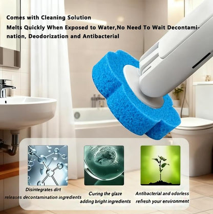 Disposable Toilet Brush, Toilet Bowl Wand Holder Set with 24PCS Cleaner Refills,Wall-Mount Scrubbing Toilet Brush Bathroom Cleaning Kit