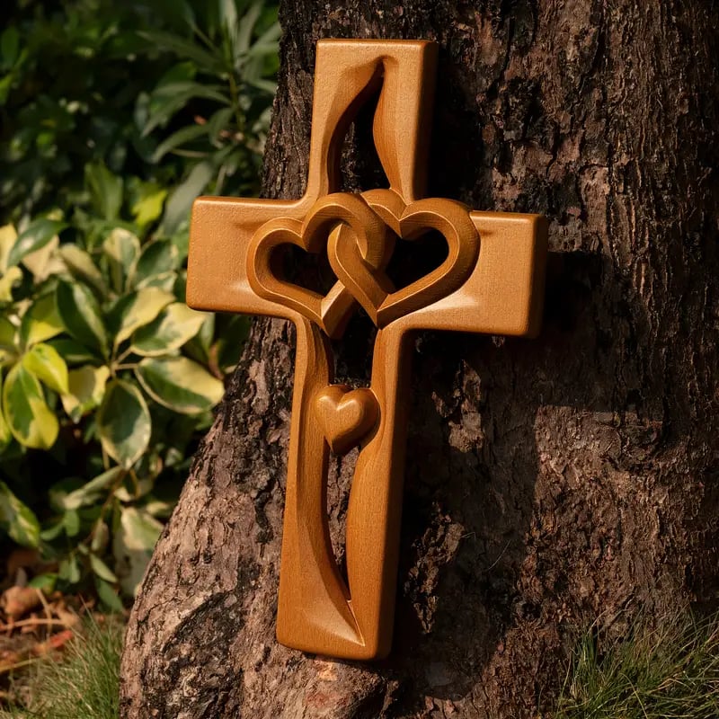 🔥Last Day Special Sale 60% OFF-❤️Intertwined Hearts Wooden Cross